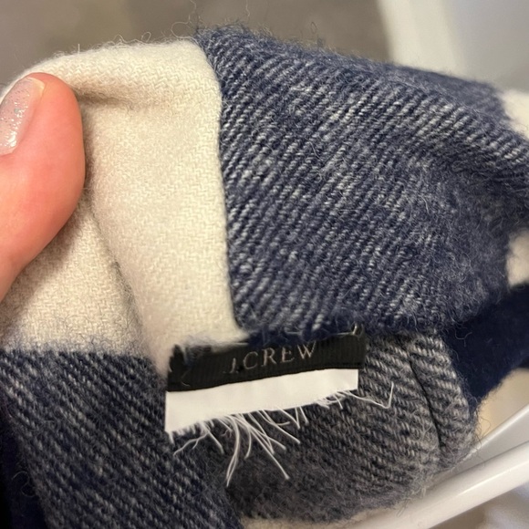 J. Crew Navy and Cream Plaid Fringe Scarf - Picture 4 of 4